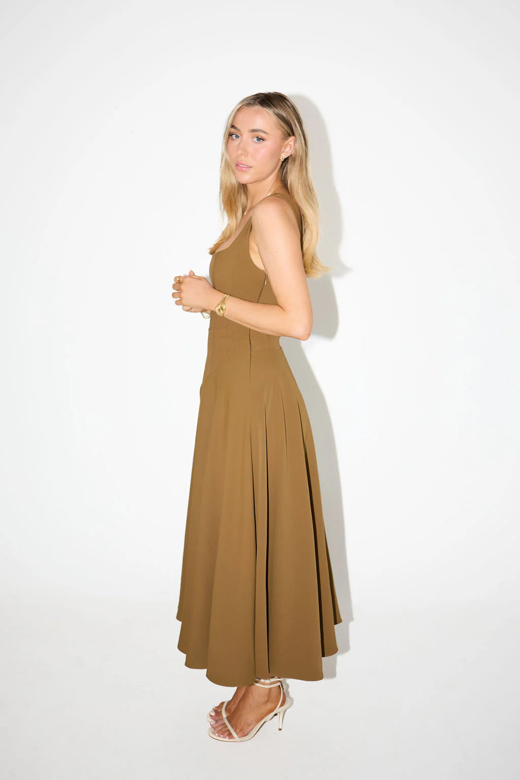 The Ultimate Muse Low Waist Square Neck Midi Dress